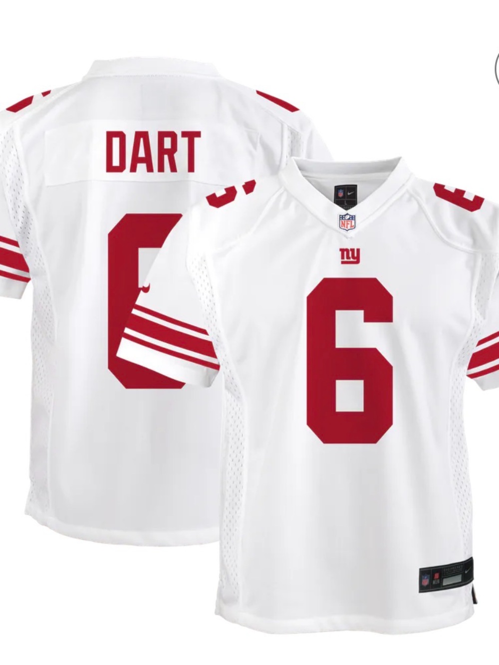 Nike New York Giants White & Red #6 Football Jersey - DART